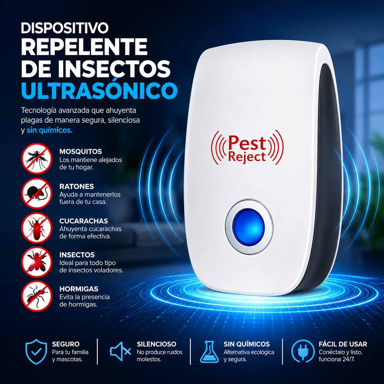 OFERTA LLEVA 3 PAGA 1 | REPELENTE ULTRASONICO PARA INSECTOS Y RATONES
